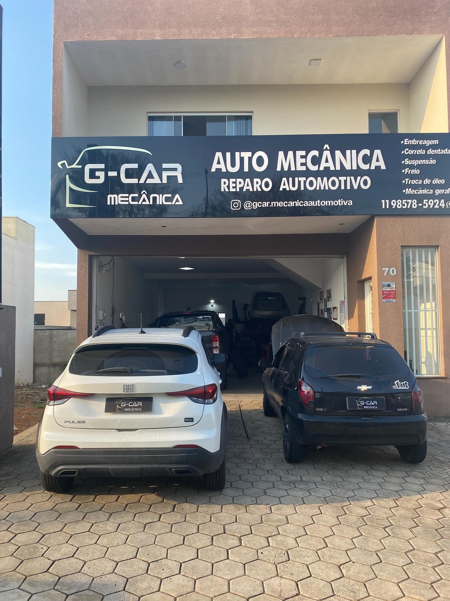 Fachada da oficina G-Car Mecânica
